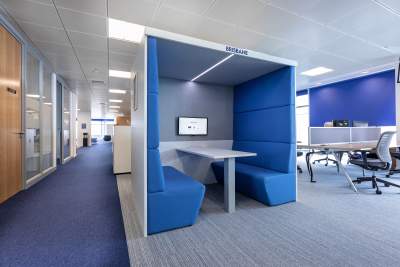 Acoustic booth in an open plan office 